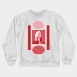 Woman #illustration #portrait #abstract #beauty #art #red #pink #buyart #redbubble #artstyle Crewneck Sweatshirt